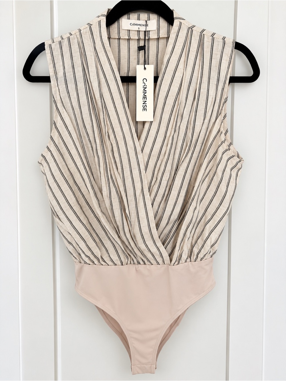 CaMMENSE Striped Wrap Bodysuit – Size Small – New With Tags